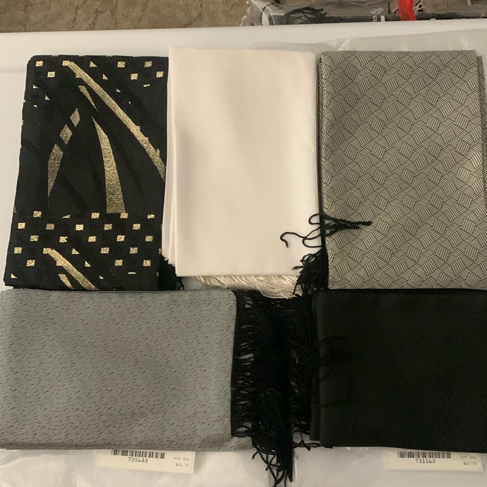Five dress scarves